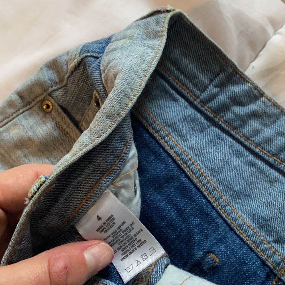 High Rise Denim Patchwork Shorts - image 3